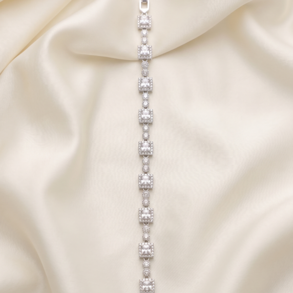 Bracelet - Silver Square Crystal