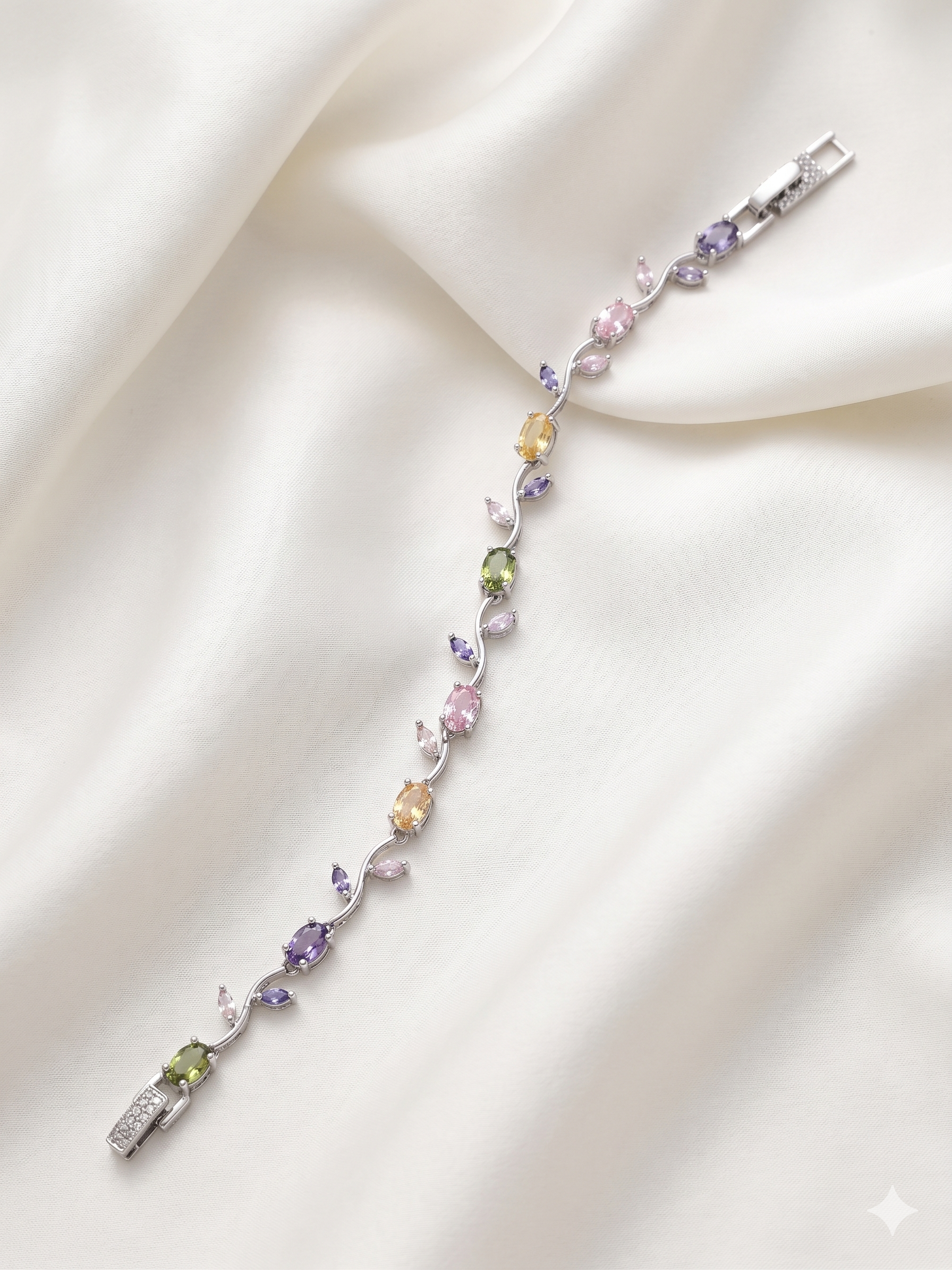 Bracelet - Multicolor Silver Tulip
