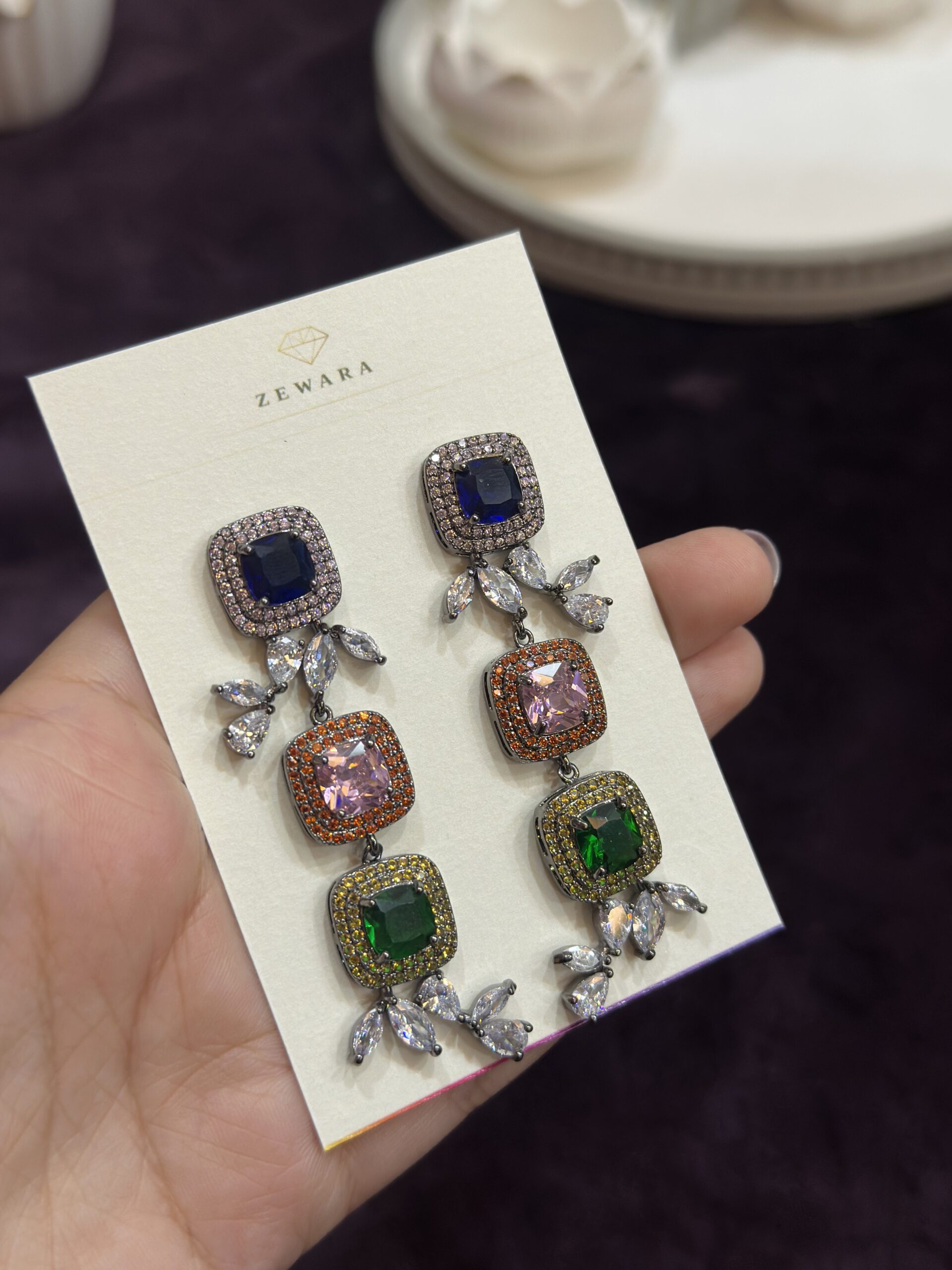 Fancy Drop Earrings - Multi - Image 2
